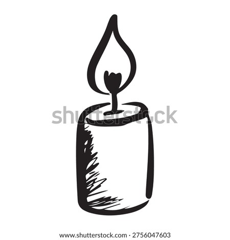 Hand-Drawn Lit Candle Doodle Vector Illustration