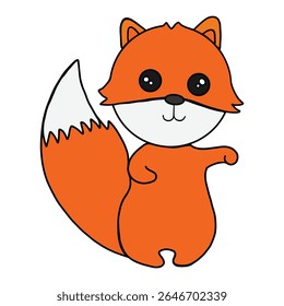 A hand-drawn little fox, nestled in the warm glow of autumn leaves.