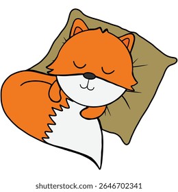 A hand-drawn little fox, nestled in the warm glow of autumn leaves.