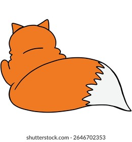 A hand-drawn little fox, nestled in the warm glow of autumn leaves.