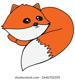 A hand-drawn little fox, nestled in the warm glow of autumn leaves.