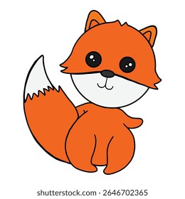 A hand-drawn little fox, nestled in the warm glow of autumn leaves.