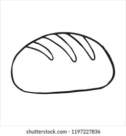 Handdrawn loaf doodle icon. Flat design. Vector illustration