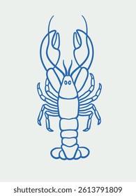 Hand-drawn lobster Illustrations. Line art, ink, minimalist style. Vector illustration. Summer collection.