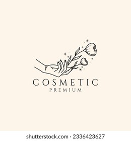 logotipo dibujado a mano belleza femenina salón botánico floral spa línea cosmética diseño gráfico vectorial ilustración