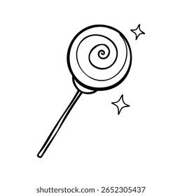 Pirulito desenhado à mão com design de espiral Destaques Starburst em doce doce