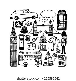 hand-drawn London doodles