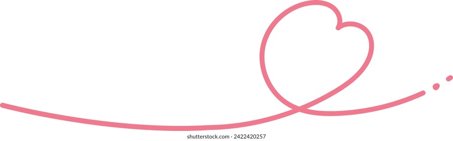 Handdrawn long line heart illustration material