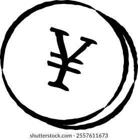 A hand-drawn, loose and cute coin (money) illustration. A rough and stylish impression. Vector illustration.