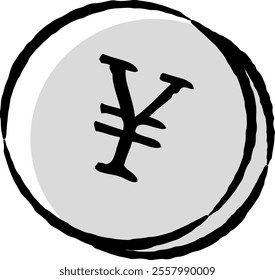 A hand-drawn, loose and cute coin (money) illustration. A rough and stylish impression. Vector illustration.