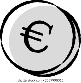 A hand-drawn, loose and cute coin (money) illustration. A rough and stylish impression. Vector illustration.