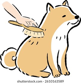 Hand-drawn, loose and cute illustration of caring for senior dogs. A rough and stylish impression. Vector illustration.