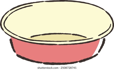 A hand-drawn, loose and cute illustration of a food bowl. A rough and stylish impression. Vector illustration.
