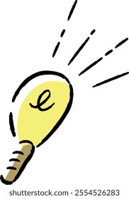 A hand-drawn, loose and cute light bulb symbol illustration. A rough and stylish impression. Vector illustration.