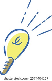 A hand-drawn, loose and cute light bulb symbol illustration. A rough and stylish impression. Vector illustration.