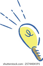 A hand-drawn, loose and cute light bulb symbol illustration. A rough and stylish impression. Vector illustration.