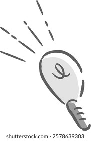 A hand-drawn, loose and cute light bulb symbol illustration. A rough and stylish impression. Vector illustration.