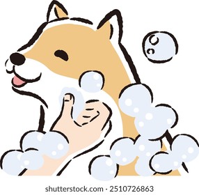 Ilustração de cuidados para animais de estimação desenhada à mão, solta e fofa. Uma impressão áspera e elegante. Ilustração vetorial.