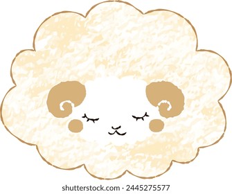 Hand-drawn loose and cute sheep. Recommended for a rough and stylish look. Vector illustration.