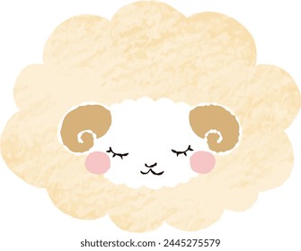 Hand-drawn loose and cute sheep. Recommended for a rough and stylish look. Vector illustration.