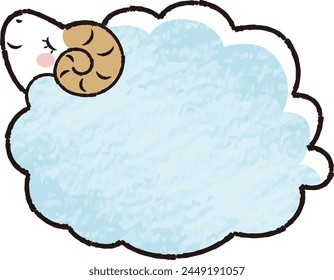 Hand-drawn loose and cute sheep. Recommended for a rough and stylish look. Vector illustration.