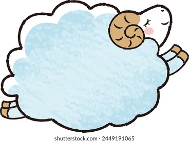 Hand-drawn loose and cute sheep. Recommended for a rough and stylish look. Vector illustration.