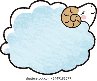 Hand-drawn loose and cute sheep. Recommended for a rough and stylish look. Vector illustration.