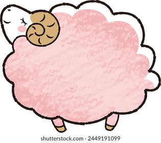 Hand-drawn loose and cute sheep. Recommended for a rough and stylish look. Vector illustration.