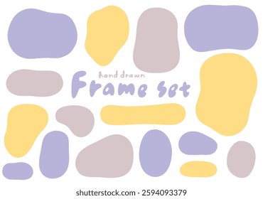 Hand-drawn loose frame set in dull yellow and lavender colors
