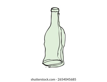 Ilustração De Garrafa De Suco De Arte De Linha Solta Desenhada À Mão