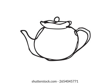 Hand-Drawn Loose Line Art Teapot Illustration