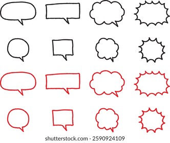 Hand-drawn loose speech bubble illustration set