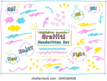 Hand-drawn, lots of highlighter doodle sets