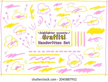 Hand-drawn, lots of highlighter doodle sets