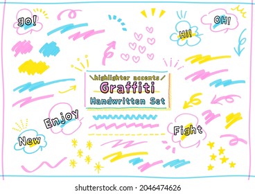 Hand-drawn, lots of highlighter doodle sets