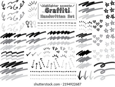Hand-drawn, lots of highlighter doodle sets
