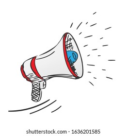 hand-drawn loudspeaker vector icon, announcement symbol