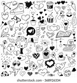 hand-drawn love doodles