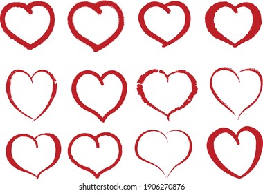 Hand-drawn love hearts for St Valentine's and your other romantic needs. Easy editable colour. Set of 12.	
