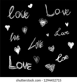 hand-drawn love and hearts vector pattern for valentine's day