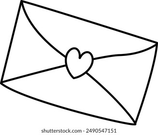 Hand-Drawn Love Letter Envelope with Heart Seal