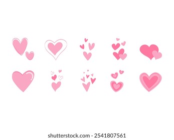 Handdrawn Love Pink Element Set 