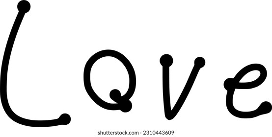 Handdrawn love. Handdrawn rough marker love isolated on white background. Vector illustration for your graphic design