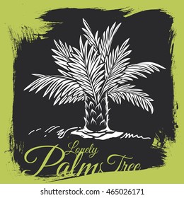 Hand-drawn Lower Palm Tree on Grunge Background