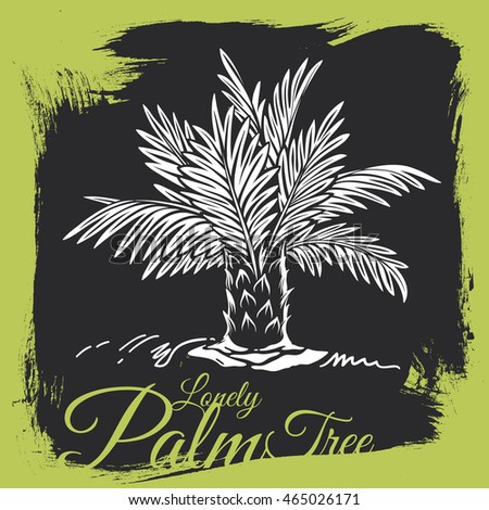 Hand-drawn Lower Palm Tree on Grunge Background