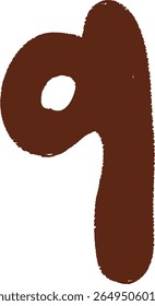 Hand-drawn lowercase letter "q" in bold brown color