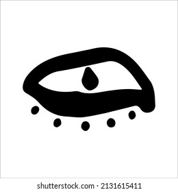 Hand-drawn macabre eye.Mystic abstract view.Doodle style.Creepy witch look.Halloween design element.Icon.Symbol.Isolated element on white background.