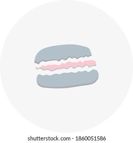 Hand-drawn macaron. Doodle style vector illustration. Design element for postcards, invitations or oher graphic and web design.