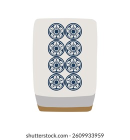 Hand-drawn mahjong tile eight-piece picture card illustration