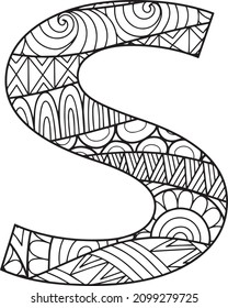 Hand-drawn Mandala Alphabet s Coloring page